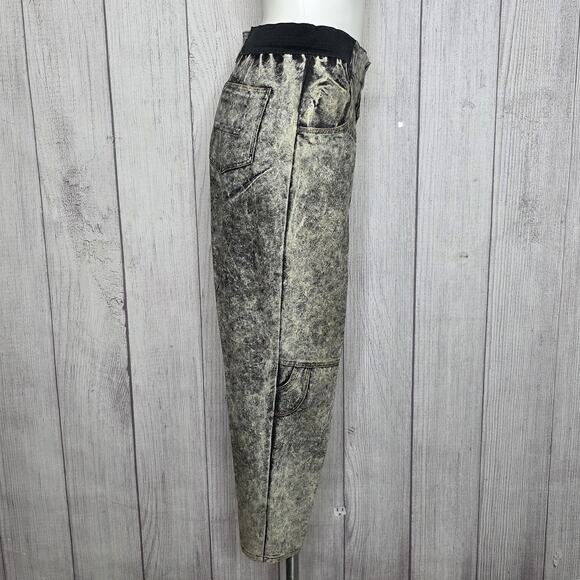 VTG 80s 90s Bugle Boy Acid Wash Jeans w/ Rasta Stitching, 30" Waist - Picture 7 of 9